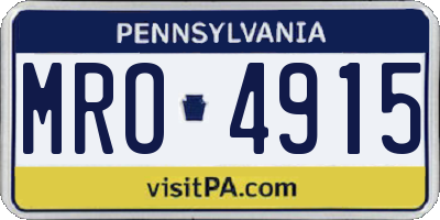 PA license plate MRO4915