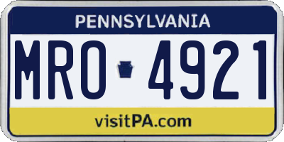 PA license plate MRO4921