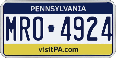 PA license plate MRO4924
