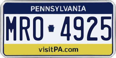 PA license plate MRO4925