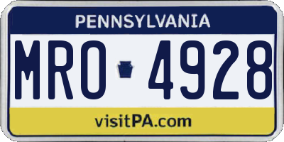 PA license plate MRO4928