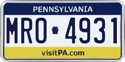 PA license plate MRO4931