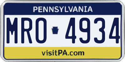 PA license plate MRO4934