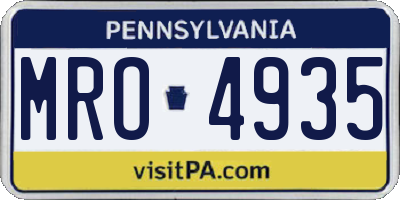 PA license plate MRO4935