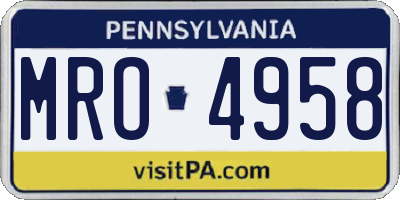 PA license plate MRO4958