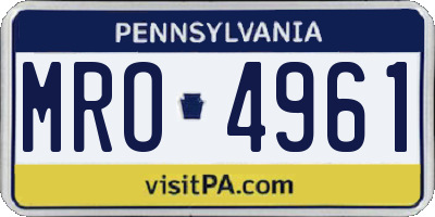PA license plate MRO4961