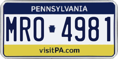 PA license plate MRO4981