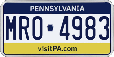 PA license plate MRO4983