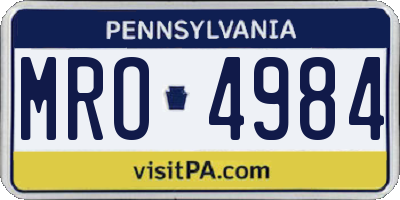 PA license plate MRO4984