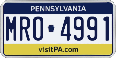 PA license plate MRO4991