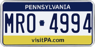 PA license plate MRO4994