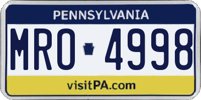 PA license plate MRO4998