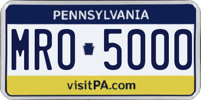 PA license plate MRO5000