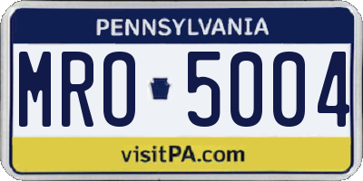PA license plate MRO5004
