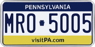 PA license plate MRO5005