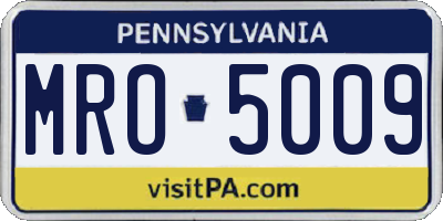 PA license plate MRO5009