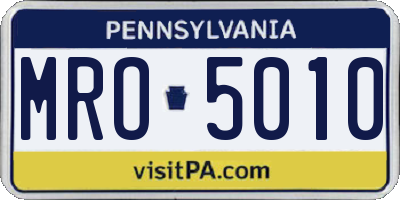 PA license plate MRO5010