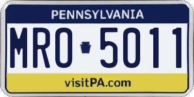 PA license plate MRO5011