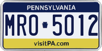 PA license plate MRO5012