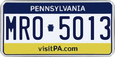 PA license plate MRO5013