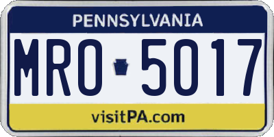 PA license plate MRO5017