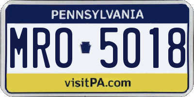 PA license plate MRO5018