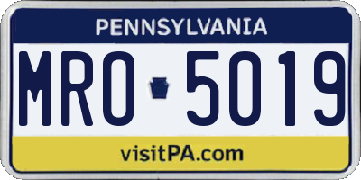 PA license plate MRO5019