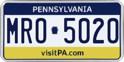 PA license plate MRO5020