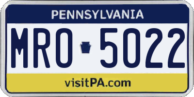 PA license plate MRO5022