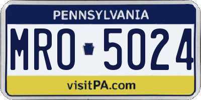 PA license plate MRO5024