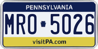 PA license plate MRO5026
