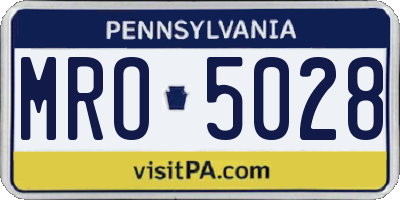 PA license plate MRO5028