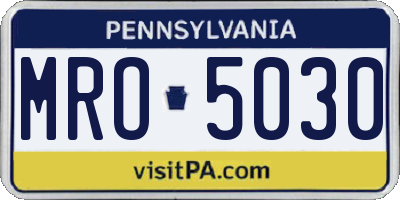 PA license plate MRO5030