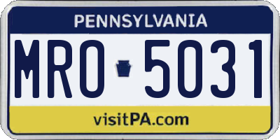PA license plate MRO5031