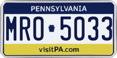 PA license plate MRO5033