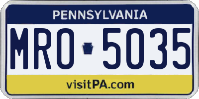 PA license plate MRO5035
