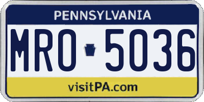 PA license plate MRO5036
