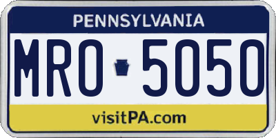 PA license plate MRO5050