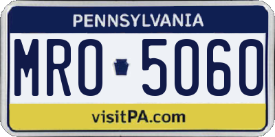 PA license plate MRO5060