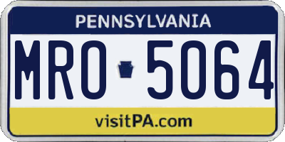 PA license plate MRO5064