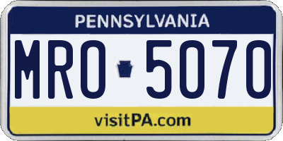 PA license plate MRO5070