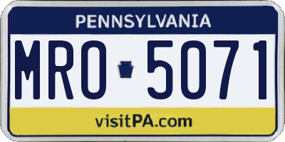 PA license plate MRO5071