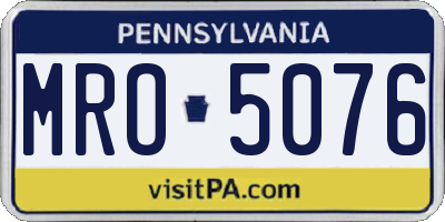 PA license plate MRO5076