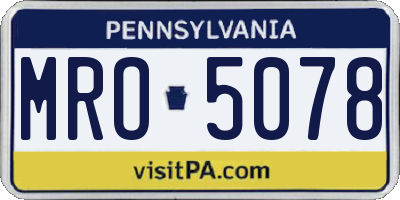 PA license plate MRO5078