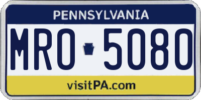 PA license plate MRO5080