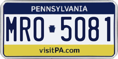 PA license plate MRO5081
