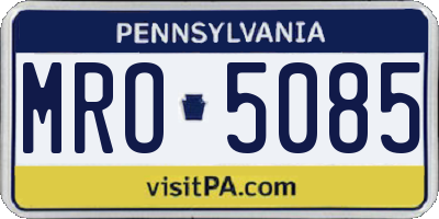 PA license plate MRO5085