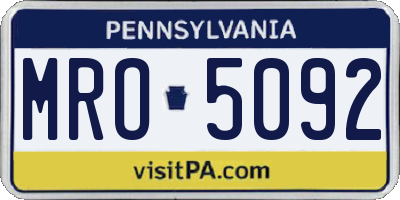 PA license plate MRO5092
