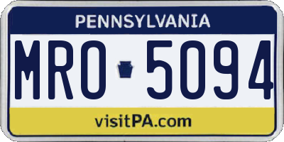 PA license plate MRO5094
