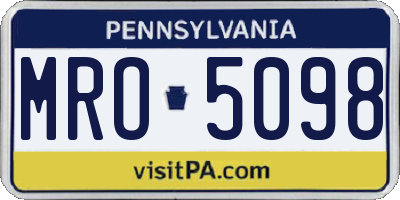 PA license plate MRO5098